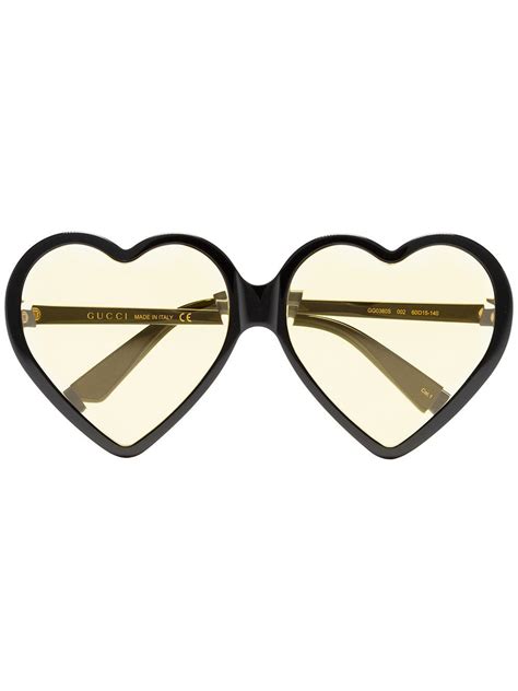 gucci heart sunglasses yellow|Gucci 61mm round sunglasses.